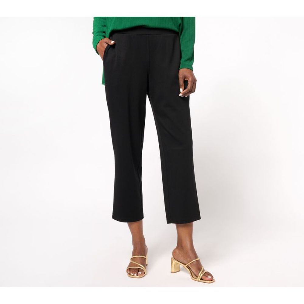 Susan Graver Women's Petite Pants PM Essentials Supreme Knit Pet Black A607346